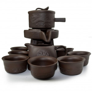 Teapot 11pcs/set Chinese Yixing Pot Cup Gongfu Tea Semi-automatic millstone