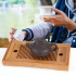 Mini bamboo Chinese Kung Fu tea table with tea tray, tea box, and drainage system for tea room
