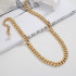 Simple Golden Color Chunky Cuban Chain Necklace with a Pearl for Women Girls Gifts
