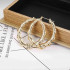 3 Pairs Bamboo Large Hoop Hip-Hop Earrings Set Tone Round Statement Earrings For Women