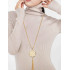 4PCS Circle Tassel Fringe Pendant Long Necklace Set for Women 34”+2”