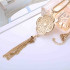 4PCS Circle Tassel Fringe Pendant Long Necklace Set for Women 34”+2”