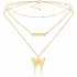Golden Color Layered Dainty Tiny Butterfly Pendant Choker Chain Necklaces for Women Teen Girls