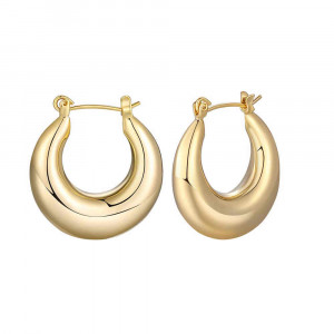 Golden Color Chunky Open Small Thick Hoop Minimalist Earrings For Women