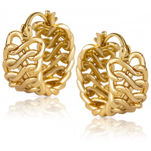 Golden Braided Huggie Chunky Hoop Earrings for Women