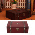Vintage wooden treasure box with metal lock, suitable for storing jewelry and pearl boxes, size is 8.5 x 5.7 x 2.6 inches