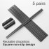 5 Pairs of 304 Stainless Steel Dishwasher Safe Reusable Lightweight Multicolor Chopsticks (Black)