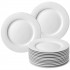 12-Piece High-Quality Porcelain Tableware Set in Bright White, 10.5 Inches in Diameter.