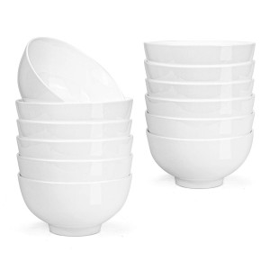 12-piece white 10-ounce porcelain small bowl set