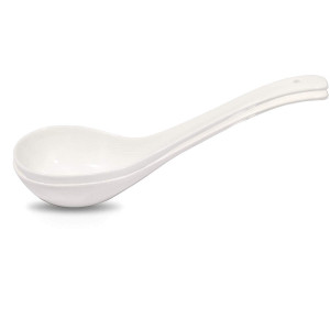 2 Pieces of 10.6-inch Asian Extra Large Deep Porcelain Soup Spoons