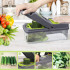 12 in 1 Vegetable Chopper and Dicer, Food Chopper Vegetable Cutter Mandoline Slicer, Onion Veggie Chopper Slicer Vegetable Cutter, Potato Cutter Food Dicer for Kitchen with Container - Grey