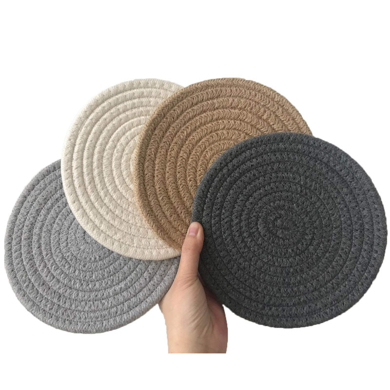 Round 11.8 Inch Cotton Thread Weave Trivets Hot Pot Holders Set Coasters Hot Pads Mats for Cooking and Baking Pot Mats Set Kitchen Trivets Red
