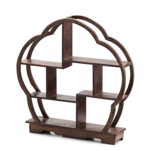 Flower-Shaped Rosewood Display Stand for Tea Pots, Crafts, Small Statues, Souvenirs, and Miniatures - 11.5 inches x 11.5 inches