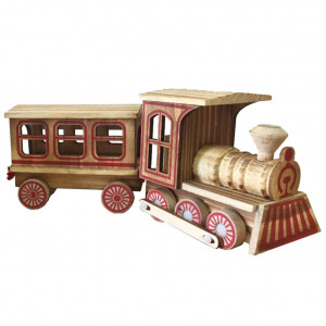 Wooden Train Ornament Chinese Style Wood Craft Furniture Vintage Retro Decoration for Home Office