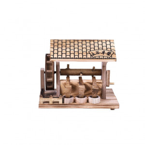 Chinese Watermill Figures Bumper Harvest Rustic Wooden Ornament Mill Model Desktop Decoration Gift for Office Store Dorm