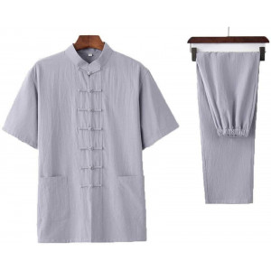 Comfortable and Loose Tai Chi Uniform, Unisex Pure Color Cotton and Linen Yoga Kung Fu Martial Arts Uniform