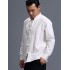 Men's Linen Cotton Mandarin Collar Roll-Up Sleeve Frog-Button Chinese Jacket Shirt