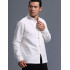 Men's Linen and Cotton Chinese Style Mandarin Collar Rolled Sleeve Frog Button Jacket Shirt