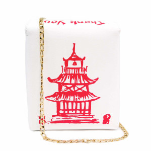 Tower Print Crossbody Shoulder Bag,Pu Chinese Takeout Box Totes Purse for Women