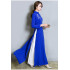 Chinese Style Women's Birthday Party Collar Floral Qipao Long Dress Vintage Formal Qipao Dress