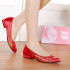 Chinese Style Red Embroidered Bride Low-Heeled Shallow-Mouth Classic Women's Shoes