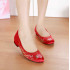 Chinese Style Red Embroidered Bride Low-Heeled Shallow-Mouth Classic Women's Shoes