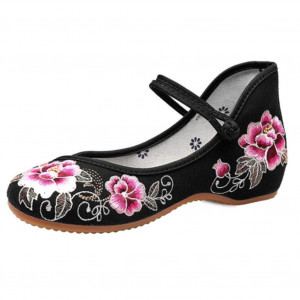 Ladies' Flower Embroidery Shoes Comfortable Round Toe Casual Ballet Flats