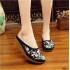 Women's Plum Blossom and Bamboo Embroidery Linen Comfortable Casual Mule Wedge Slippers