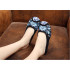 Chinese-style embroidered canvas slippers, women's open-back flats, comfortable round-toe casual sandals
