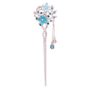 Crystal hair clip, Chinese hair stick hairpin hair accessory (blue)
