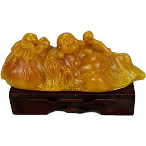 Laughing Buddha Jade Statue, symbolizing wealth, auspiciousness and Feng Shui decoration