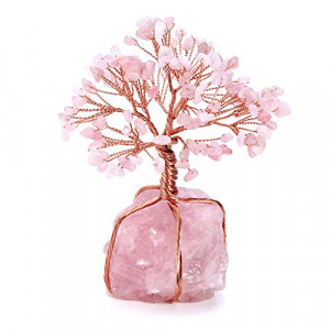 Natural Rose Quartz Crystal Money Tree, suitable for Feng Shui gemstone decoration and home decoration