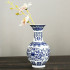 Traditional Blue and White Floral Painted Antique-style Wall-mounted Porcelain Vase