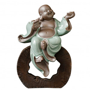  Chinese Ceramic Laughing Buddha Maitreya Buddha Figurine, Perfect for Living Room, Foyer, Study, etc