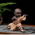 Chinese Kung Fu Monk Ceramic Miniature Statue, Orange Decorative Figurine