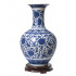 Ancient Lotus Motif Blue and White Porcelain Flower Vase, 13 Inches, Chinese Bottle Vase