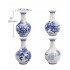 Birds in Peony Bush Blue and White Bone China Flower Vase, Chinese Bottle Shaped