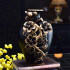 Classical Decorative Ceramic Vases - Set of 3 Chinese Vases with 3D Flower Decorations in Black for Home Decoration