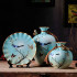  Living Room Decorative Ceramic Vase Set of 3, Chinese Classical Vase Set, Blue
