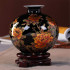 Handmade Black Porcelain Crystal Glaze Ceramic Vase with Shiny Pink Rose Design