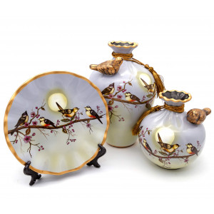 Ceramic Vases Set of 3 for Home Decor, Chinese Vase Set for Living Room Decoration, Grey
