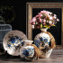 Chinese Classical 3-Piece Ceramic Vase Set with Floral Patterns, Perfect for Living Room Decoration