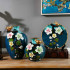 Classical Decorative Ceramic Vase Set of 3 Chinese Vases for Home Decoration (Water Blue)