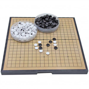 Magnetic 19x19 Chinese Go Game Set: 11-Inch/28cm Portable Board, with Single Convex Plastic Stones and Go Pieces