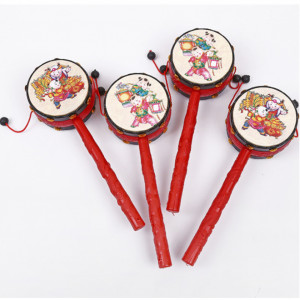 4pcs Spin Rattle Drum Monkey Drum Chinese Kid Toy Gift,for 3-6 Year