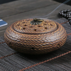 Terracotta Warrior Incense Burner: Asian Style Round Censer for Zen Buddhism Meditation Decoration