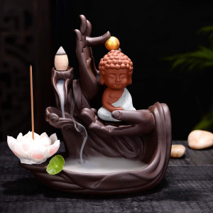 Buddha Hand Staute Ceramic Backflow Incense Holder Waterfall Incense Burner Aromatherapy Decoration Indoor Buda Decor