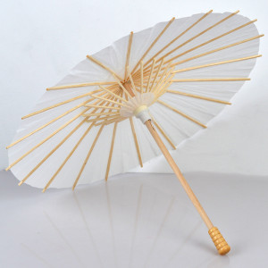 Small White Paper Umbrella Parasols for Crafts, Party Decor (11.7 x 15.5 In, 6-Pack)