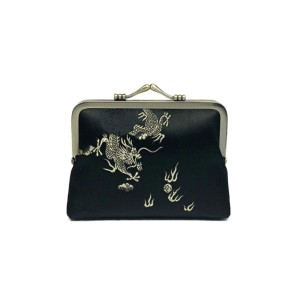 Dragon and Phoenix Patterned Antique-style Coin Purse - The Timeless Elegance of Black   