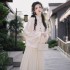 National style retro embroidered top, vest, pleated half skirt, daily Hanfu set
